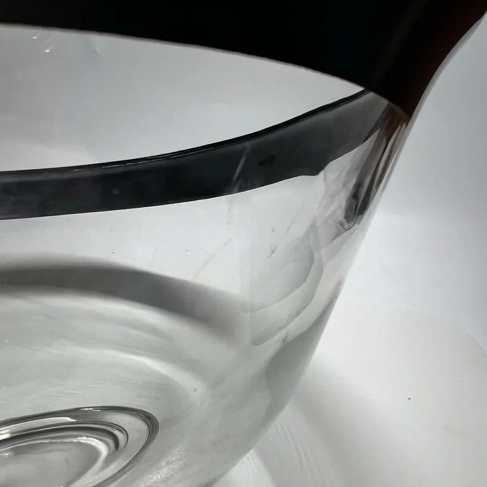 Vintage Dorothy Thorpe Style Silver Deposit Glass Serving Salad Bowl MCM Large